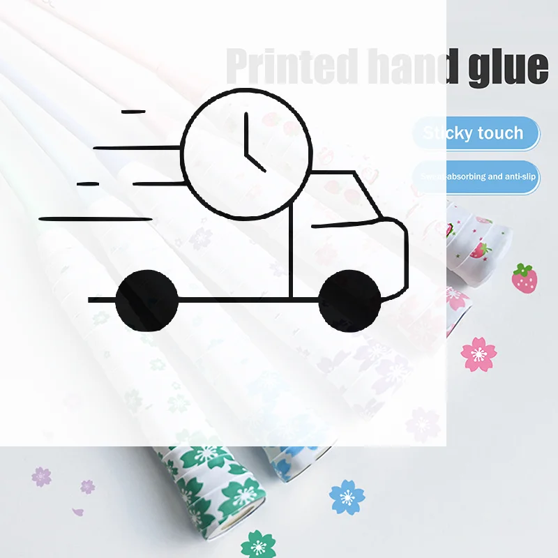 

1PC Sakura Print Tennis Badminton Grip Tape Sweat-Absorbent Shock-Absorbing Quickly Self-adhesive Grip Wear-resistant Non-Slip