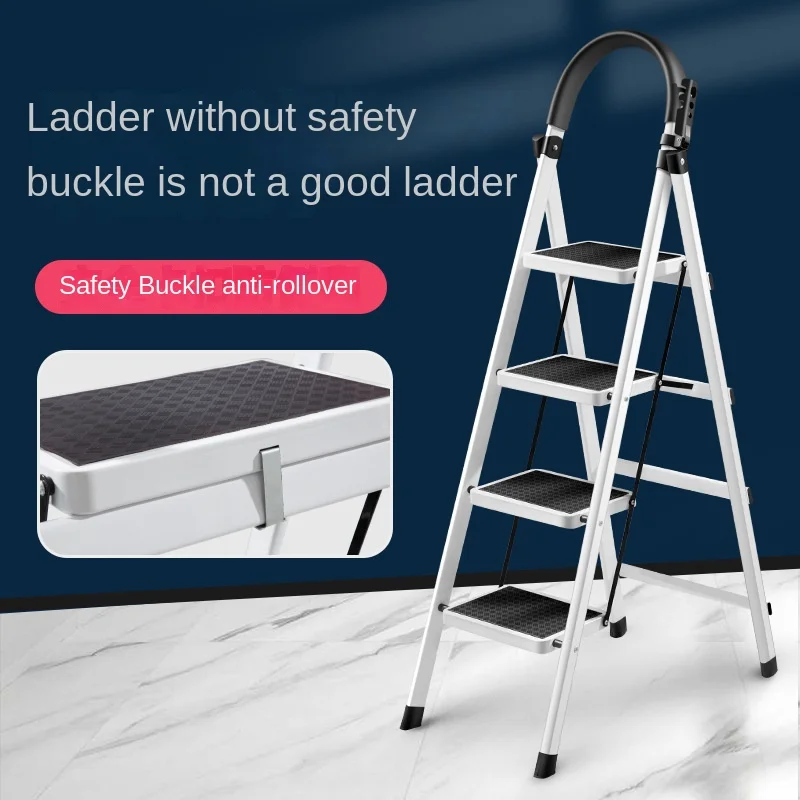 Folding Ladder Home Carbon Steel Thickening Indoor Herringbone Mobile Stairs Telescopic Step Multifunctional Escalator Safe