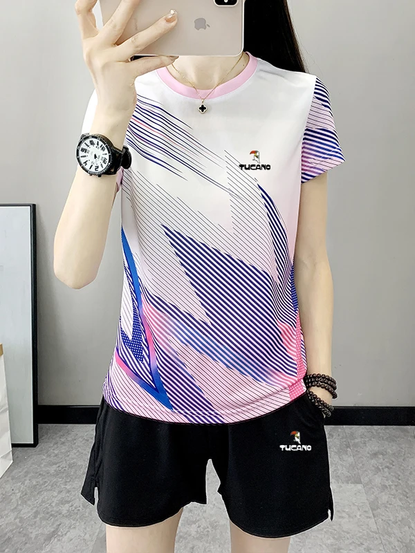 

TUCANO Ice Silk Sports Set Women's Summer Outdoor Running Fitn Lightweight Qui Dry Breathable Two-Piece Trendy