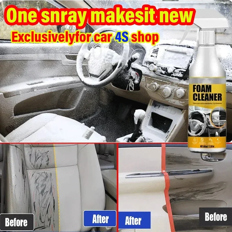 

Car Interior Cleaner Spray Detailing Multipurpose Foam Cleaner No Marks No Damage to The Material