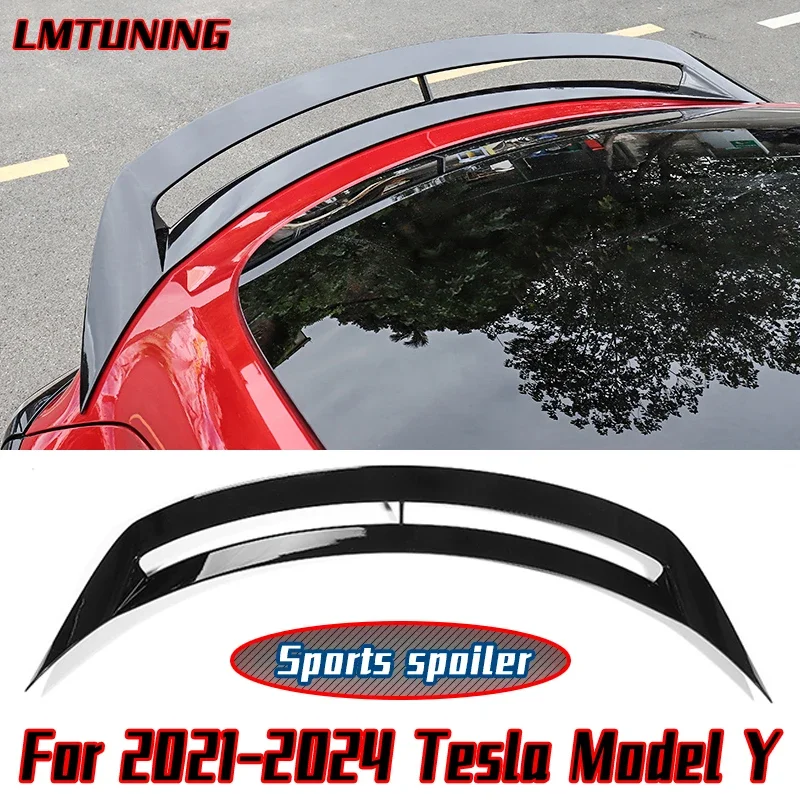 

For 2021-2025 Tesla Model Y Trunk Bright Black and Carbon Fiber Pattern ABS Lid Spoiler Wing Car Tailgate Body Kit Accessories