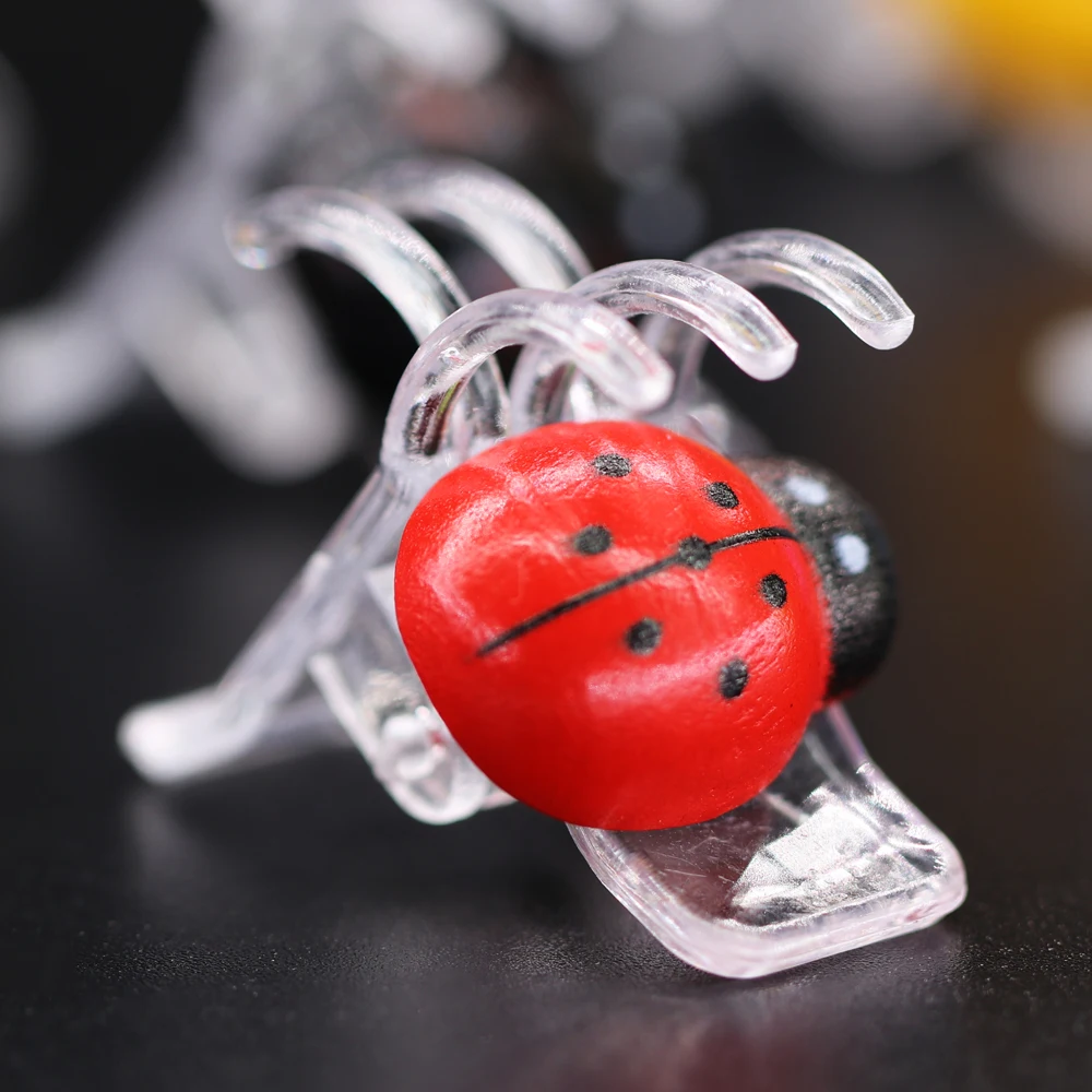 12PCS 6 Colors 5-Claw Ladybug Orchid Clips Garden Plant Support Clamp Climbing Flowers Vine Fixer Ladybird Bonsai  Decoration To