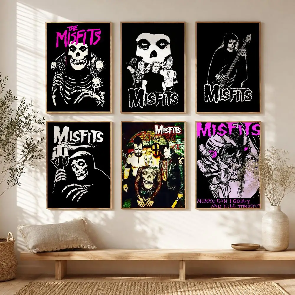 Horror Punk Band M-Misfits Poster All-match HD Waterproof Self-Adhesive Wall Art Sticker For Home Bedroom