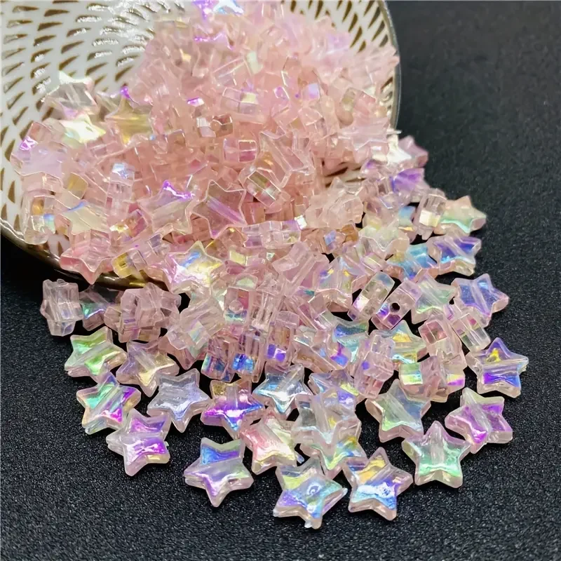 100-400Pcs Pink Mixed Pentagram Heart Acrylic Loose Spacer Beads For Jewelry Making DIY Handmade Bracelet Necklace Accessories