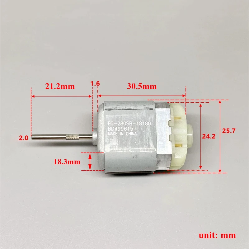 Mabuchi FC-280SB-18180 DC 12V 9600RPM 21mm Long Shaft Micro 24mm Electric Motor Car Door Lock Rearview Mirror Repair Engine