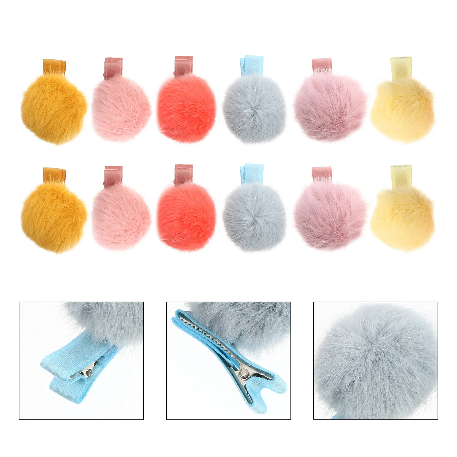 

12Pcs Ball Pompom Hair Clips Kids Pom Pom Hairpins for Daily Wear Birthday Photo Props Pompom Hair Clip Ball Bobby Pin
