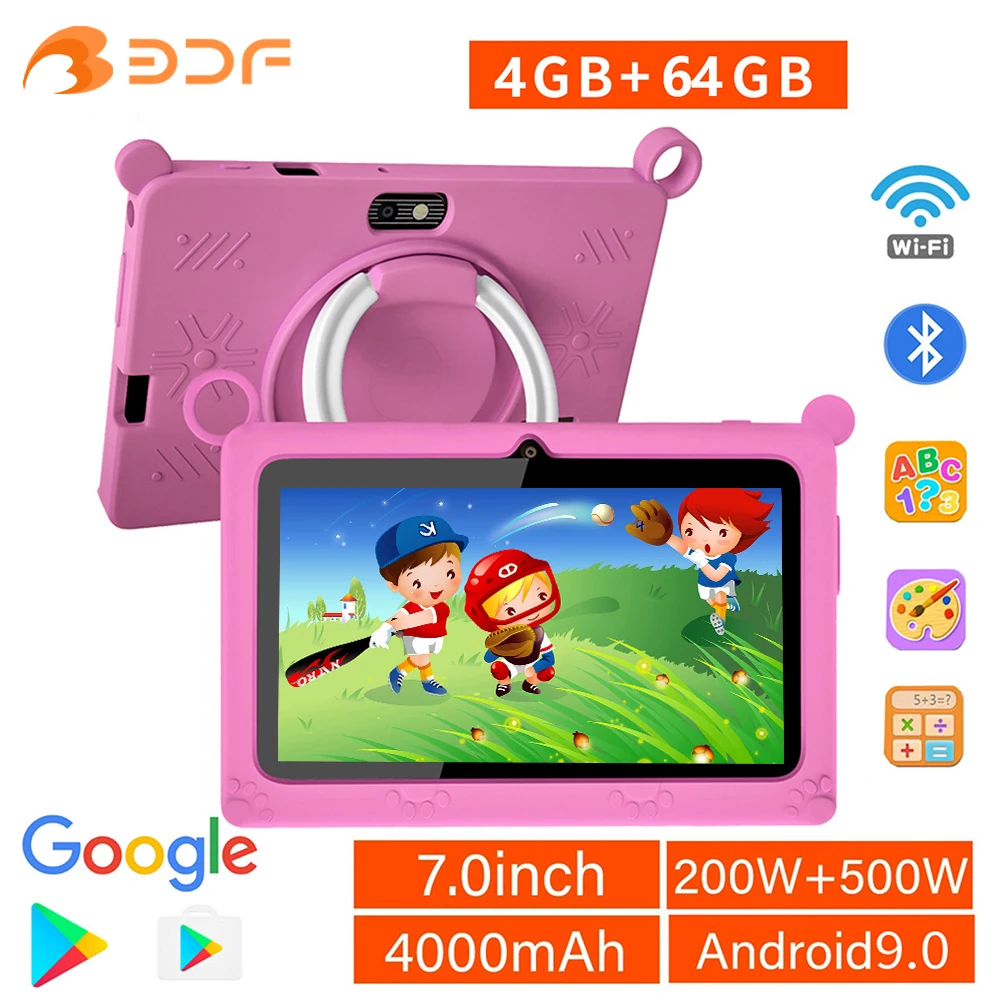 Nuovo tablet per bambini WiFi da 7 pollici modello cartone animato Quad Core 4 GB RAM 64 GB ROM Android Giochi educativi per l'apprendimento Tablet Regali per bambini