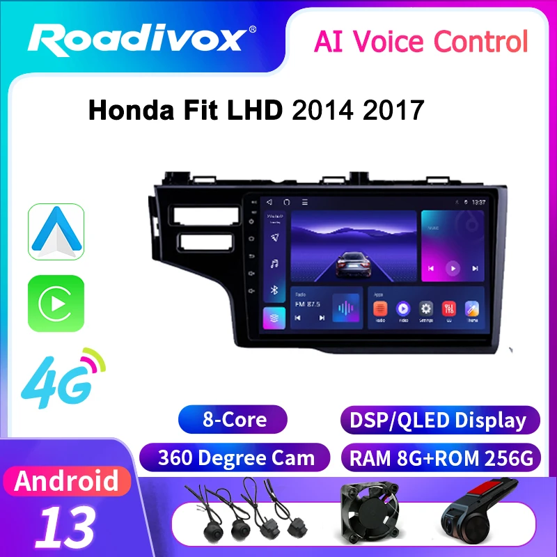 roadivox Android car radio for Honda Fit LHD 2014 2017 GPS Navigation video Multimedia Player tape recorder  carplay