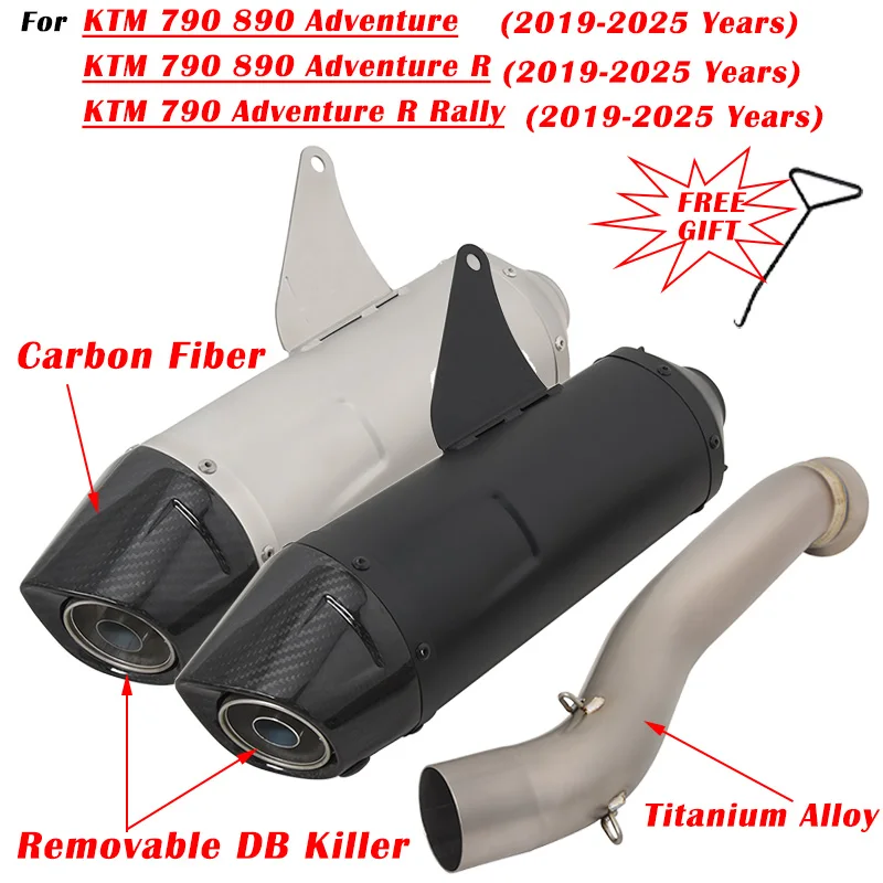 

For KTM 790 890 ADVENTURE R Rally 2019 - 2024 2025 Motorcycle Exhaust Escape Modified Muffler With Titanium Alloy Middle Pipe