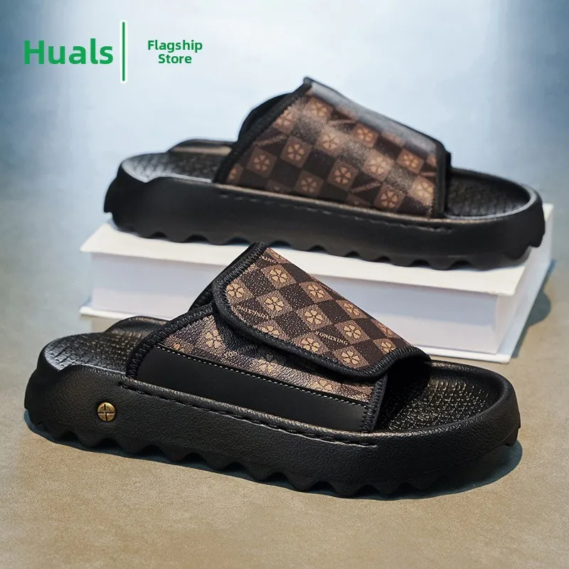 

Men's Summer Outdoor Sports Sandals Anti-Slip Soft Bottom Single Strap Casual Beach Shoes Korean Style round Toe Rubber Outsole