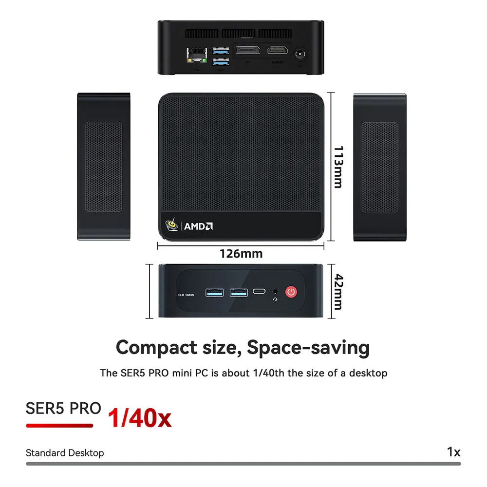 Beelink SER5 PRO CPU：AMD Ryzen 5 5625U Beelink SER5 Pro Ryzen5 5625U Mini PC DDR4 16GB SSD 500GB 480GB