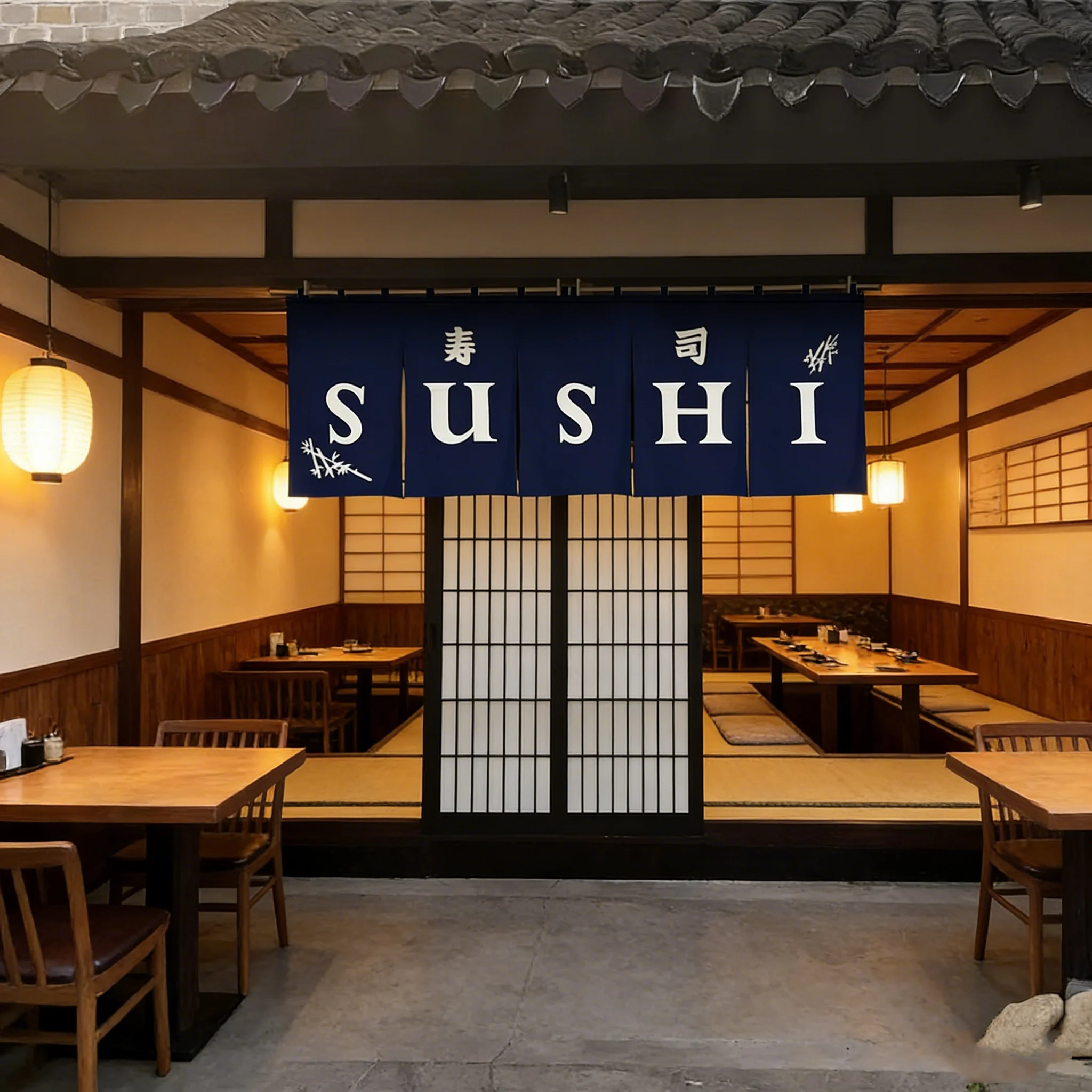 Custom Sushi Restaurant Noren Curtain, Japanese Shop Entrance Door Divider for Business Decor & Advertising