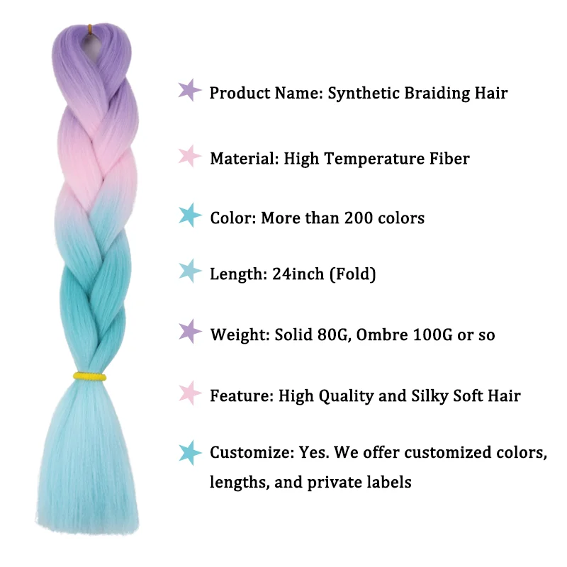 5 قطعة/الوحدة 24 بوصة جامبو أومبير جدائل شعر صناعية ملحقات ارتفاع درجة الحرارة صندوق الألياف الضفائر الشعر للفتيات والأطفال #6