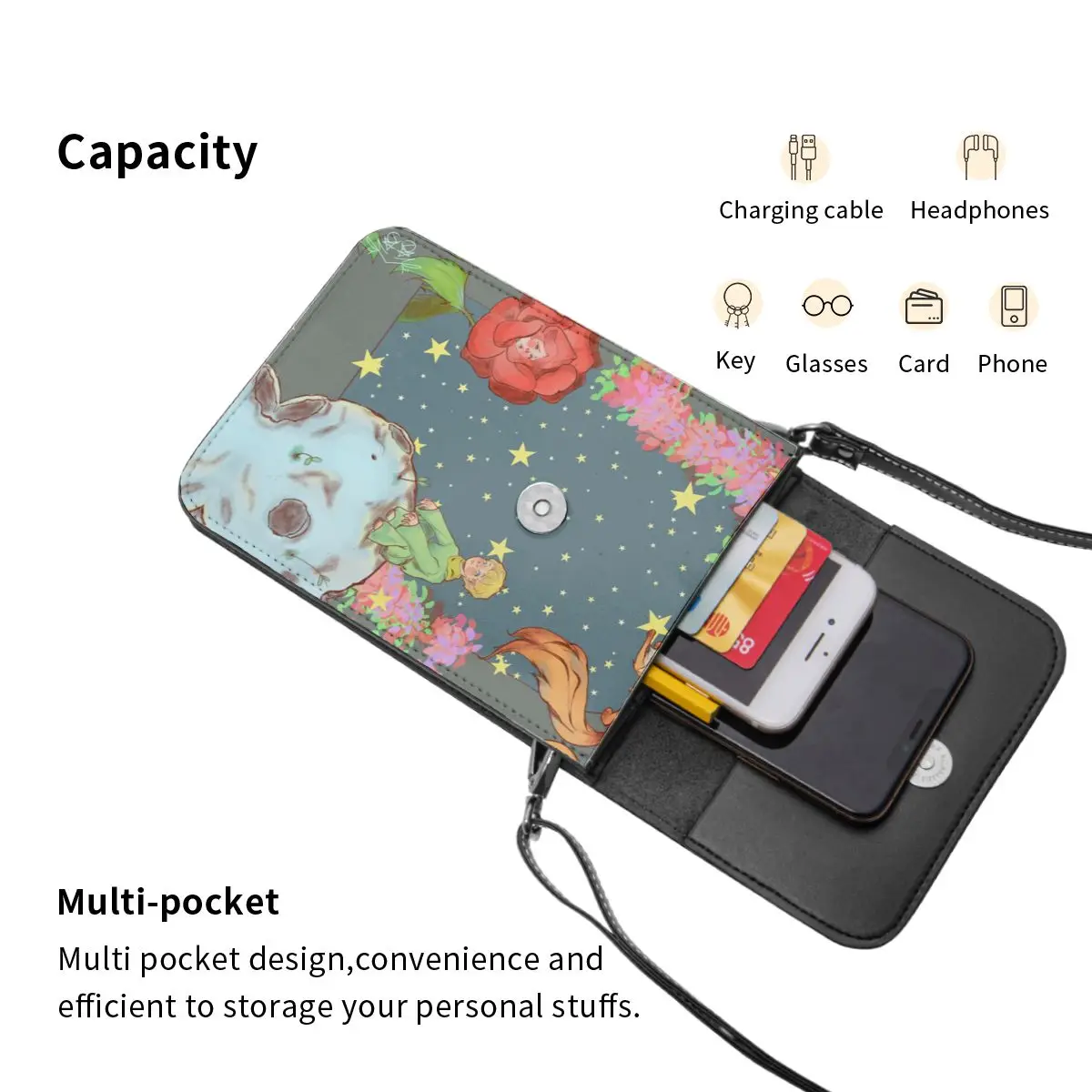 The Little Prince Shoulder Bag Famous Cartoon Fashion Vintage Mobile Phone Bag Leather Streetwear Female Bags