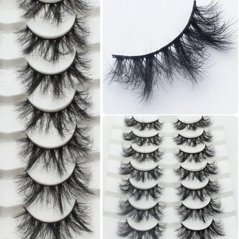 False Eyelashes 7 Pairs Fluffy Wispy Faux Mink Lashes Cat Eye Effect Dramatic Eye Lashes Thick Long Extension Makeup Wholesale