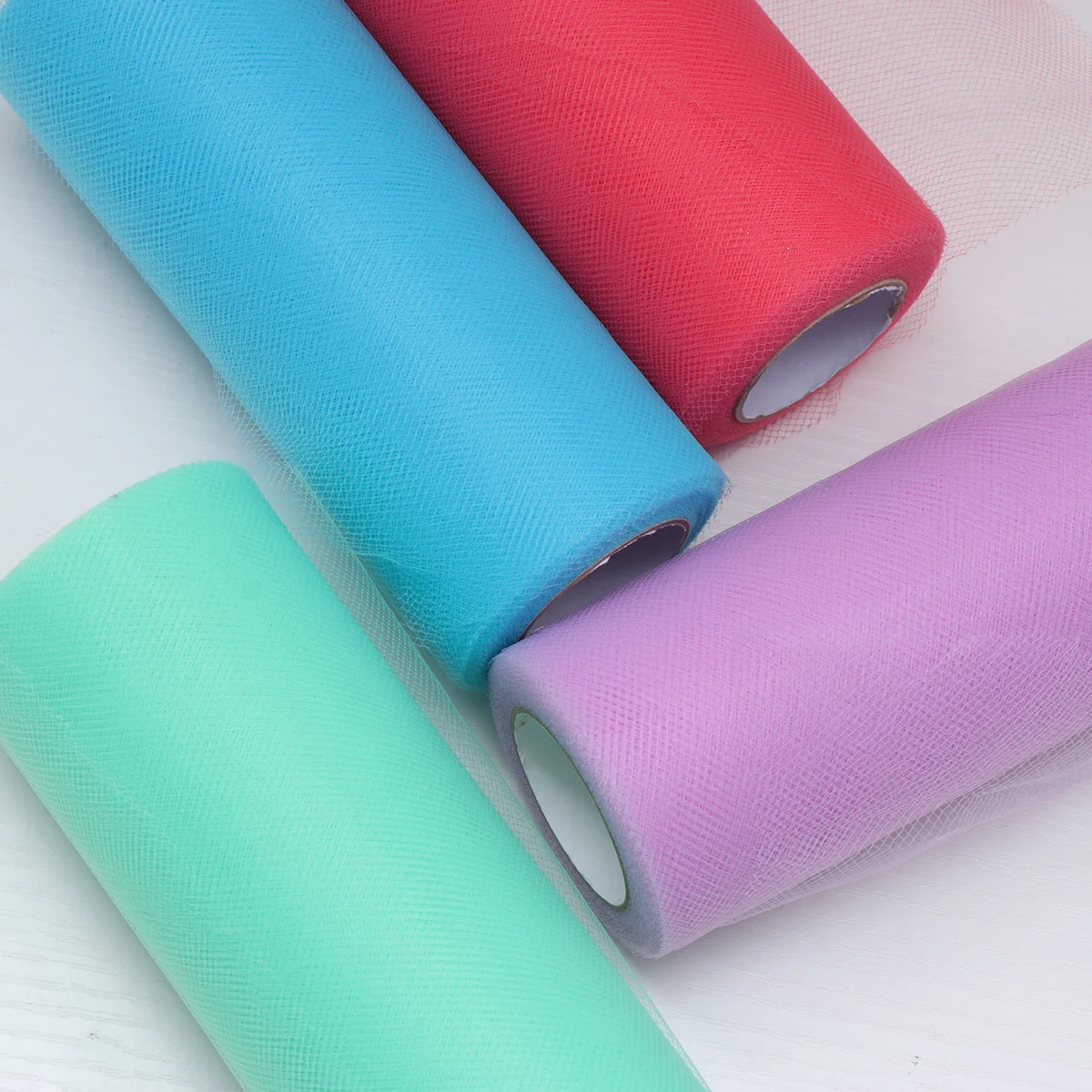 4pcs Gulungan Tulle 6 Inci 25 Yard Untuk Dekorasi Pernikahan Kerajinan DIY Menjahit Pembungkus Kado Rok Tutu Pita Kursi Jaring