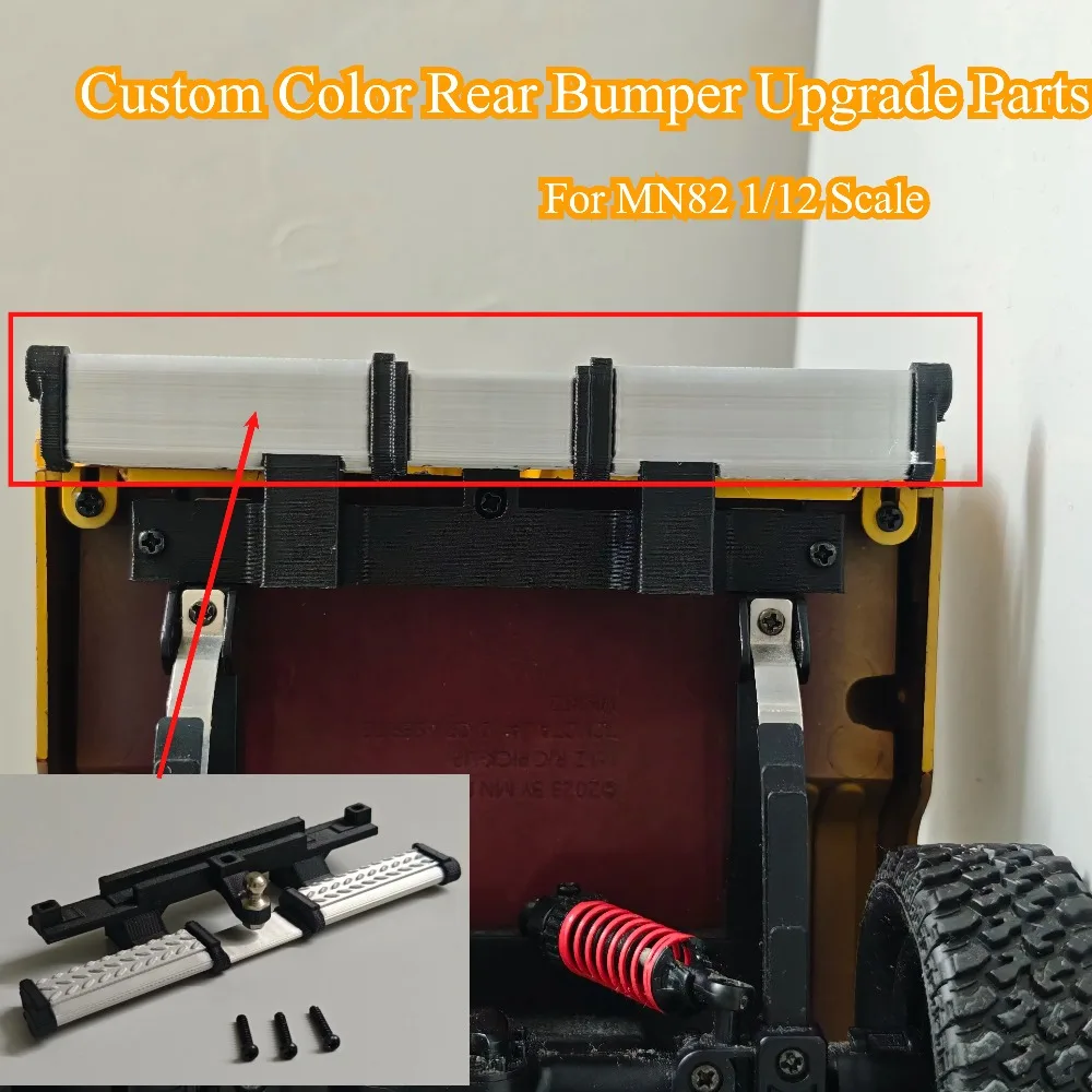 For MN82 1/12 Scale Custom Color Rear Bumper Upgrade Parts RC Crawler No‑Drill Installation Protection Mod Spare Accessories