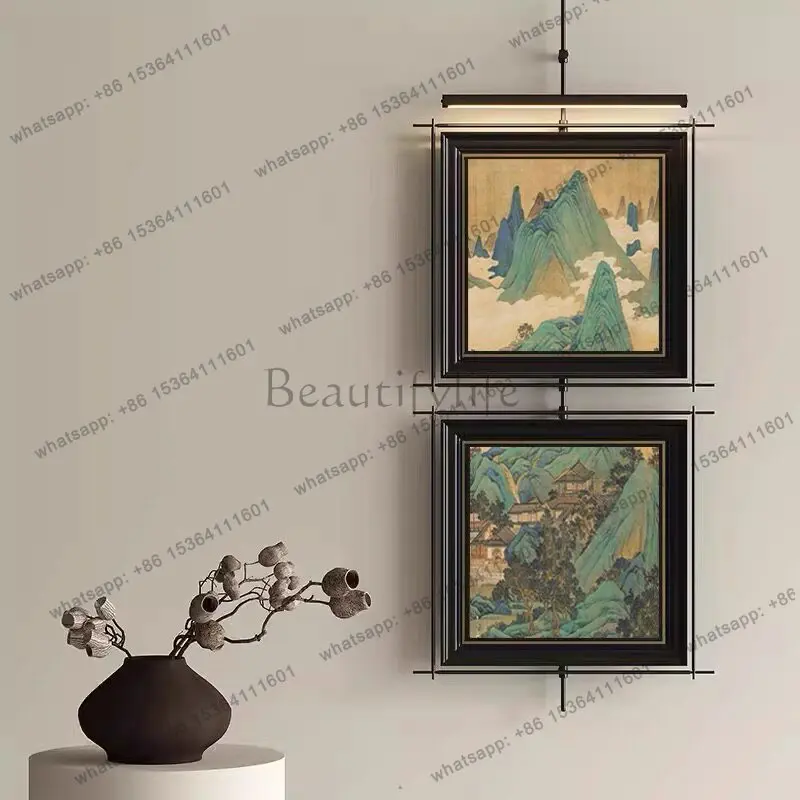 High-end ambient light, two paintings up and down, porch decoration, hotel background wall hanging paintings