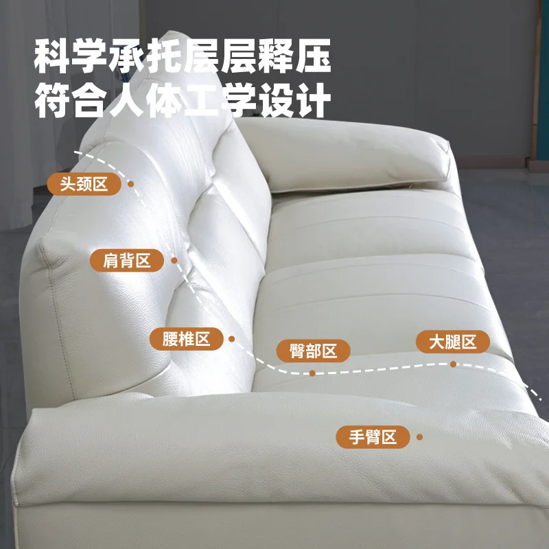 Moderne simple trois personnes rangée droite sable + riz blanc petit appartement crème