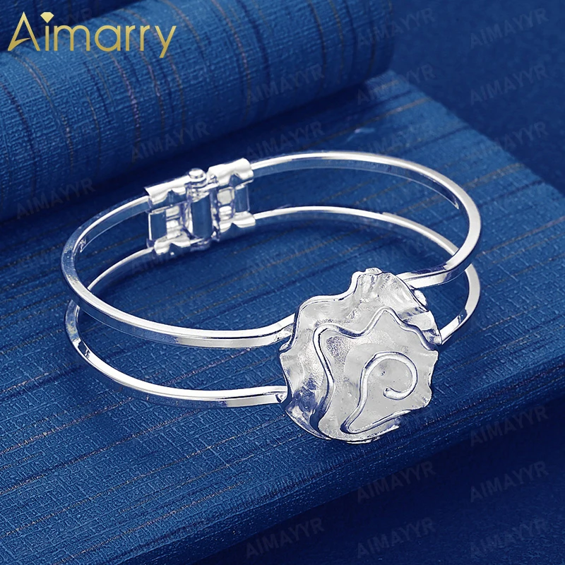 925 Sterling Silver Three-dimensional Rose Double Ring Bracelet for Women's Banquets and Weddings High-quality Fashion Jewelry