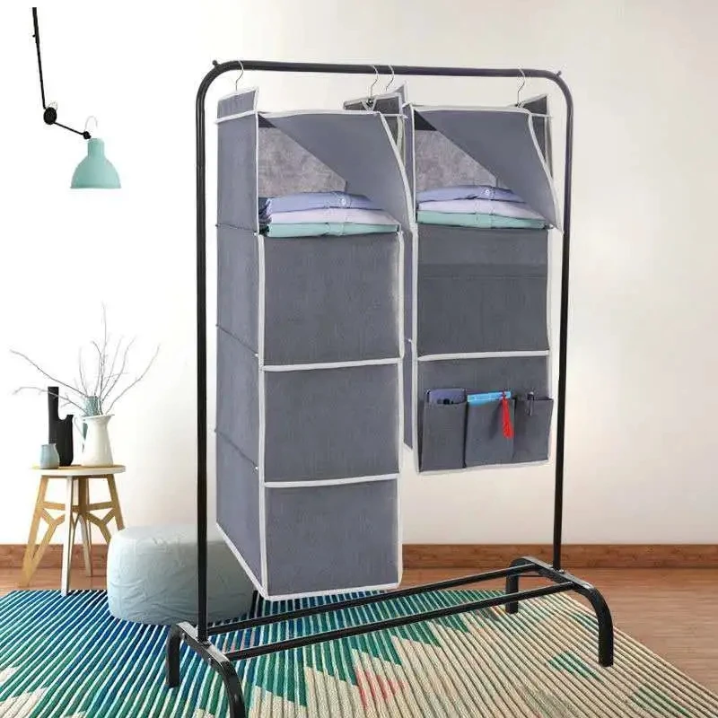 Japanese-style Plain Color Wardrobe Finishing Hanging Bag Dormitory Sorting Storage Hanging Bag Home Clothes Storage Hanging Bag