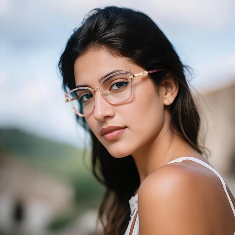 FOCUL Travel Portable Cat Eye Progressive Photochromic Myopia Anti Blue Ray Eyeglasses Customized Prescription Optical Eyewear