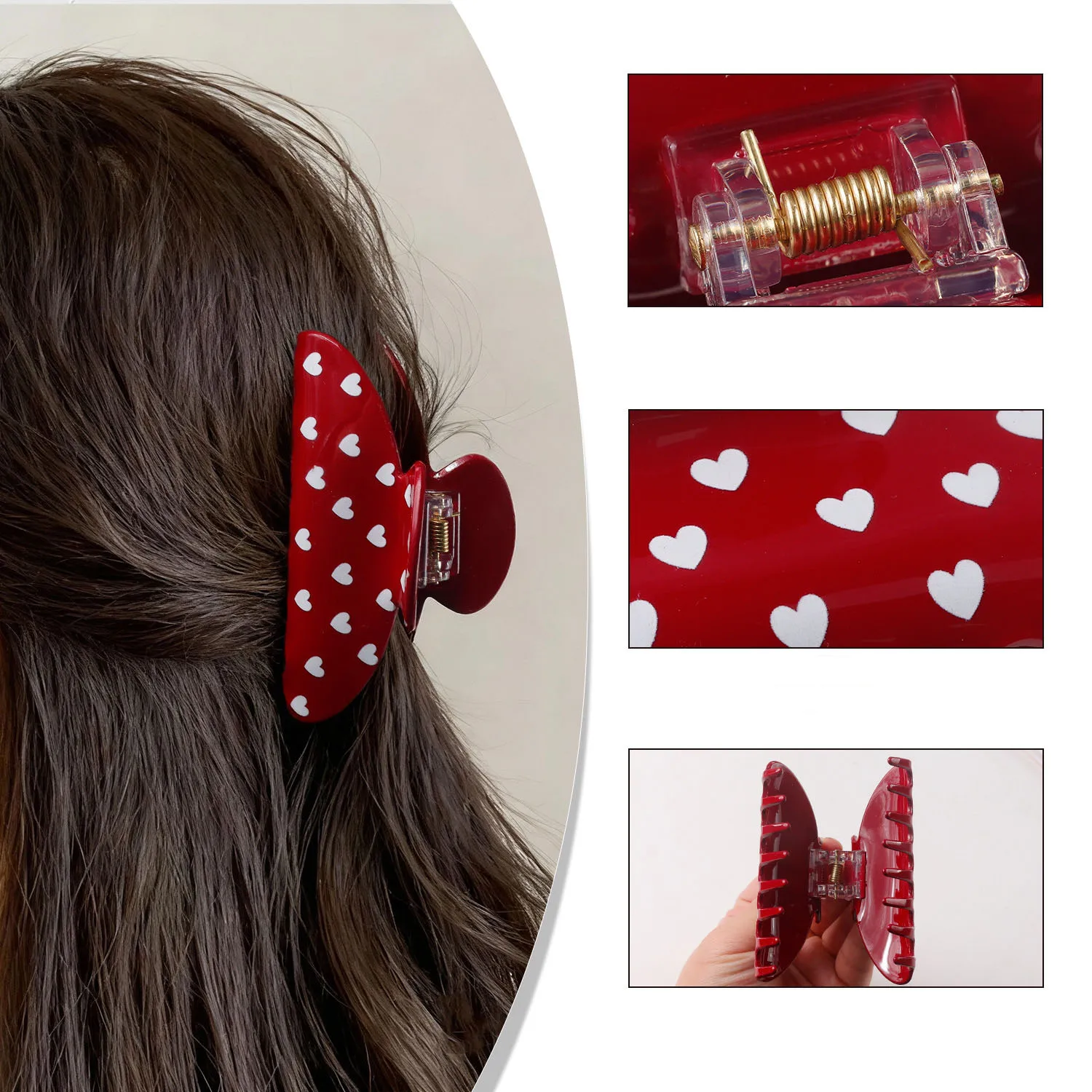 Love Hair Clip Women's High End Hair Shark Clip Fashionable Cute Kawaii Hair Accessories Versatile Elegant Sweet Grab Clip Gift