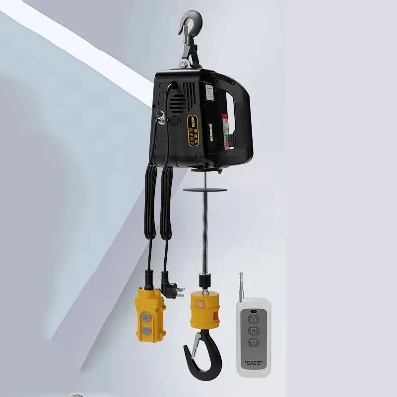 1837 Mini electric hoist 220v small crane portable remote control hod air conditioner crane small lifting h 914