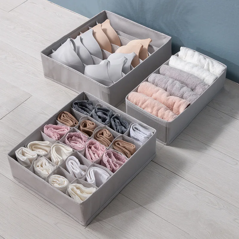 

Morandi Underwear Storage Box Non-woven Household Drawer-type Underwear Storage Box Bra Socks Three-piece Sorting Box