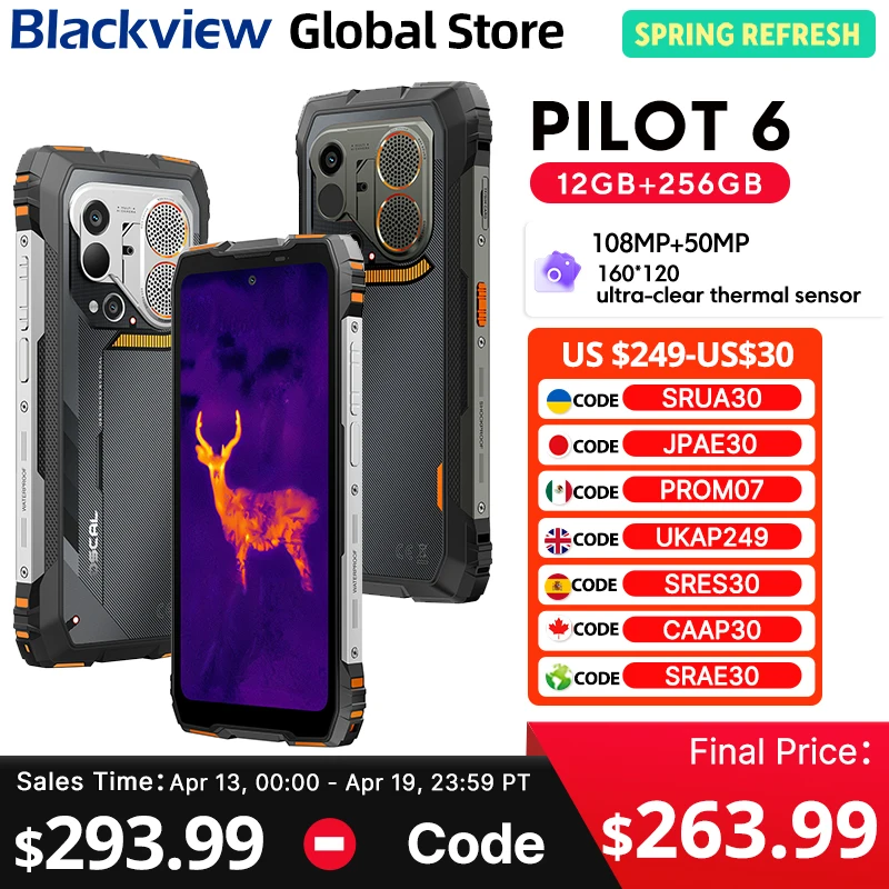 New Blackview Oscal Pilot 6 Rugged Phone 6.78-inch 2.4K 120Hz Display Thermal imaging 4.5W 98dB Speaker 10000mAh Cellphone