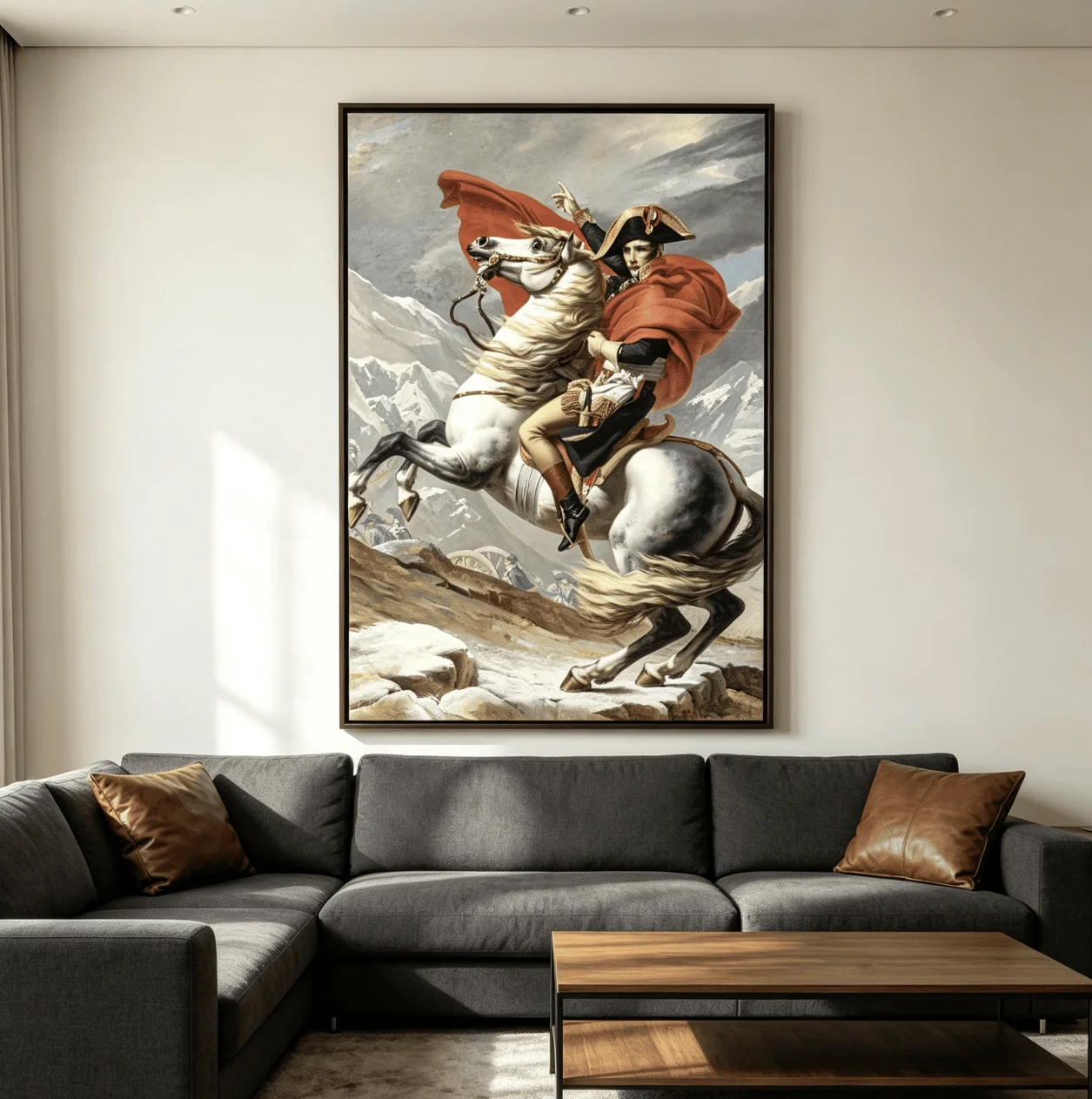 Famous Napoleon Crossing Alps Canvas Wall Art Poster, Vintage Historical Classic Prints Decor for Bedroom Library Entryway view 2