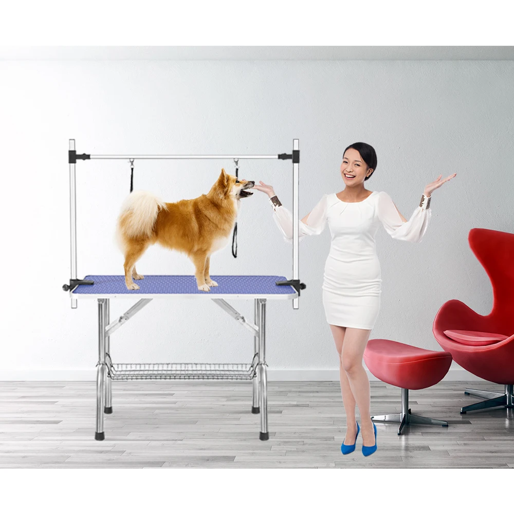 

36" Folding Dog Pet Grooming Table Heavy Duty Stainless Steel pet dog Cat Grooming Table, General Item, Natural