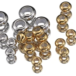 10pcs Stainless Steel Beads with Non-slip Silicone Ring Adjustment Stopper Spacer Beads Fitting Bracelets for DIY Jewelry Making
