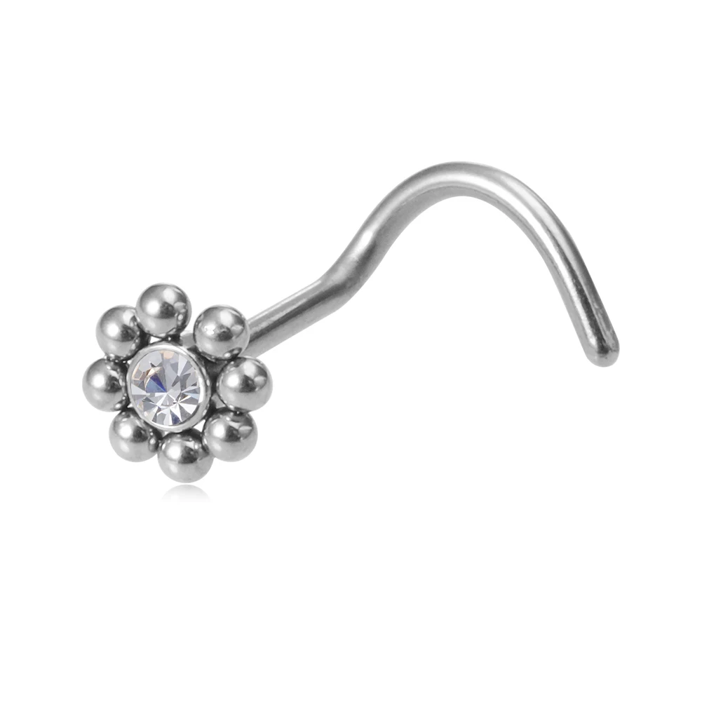 Piercing en Acier CZ Transparent pour Femme et Fille, Anneau de Narine, Bijoux, Cadeaux de Vacances, 1 Pièce, 20G