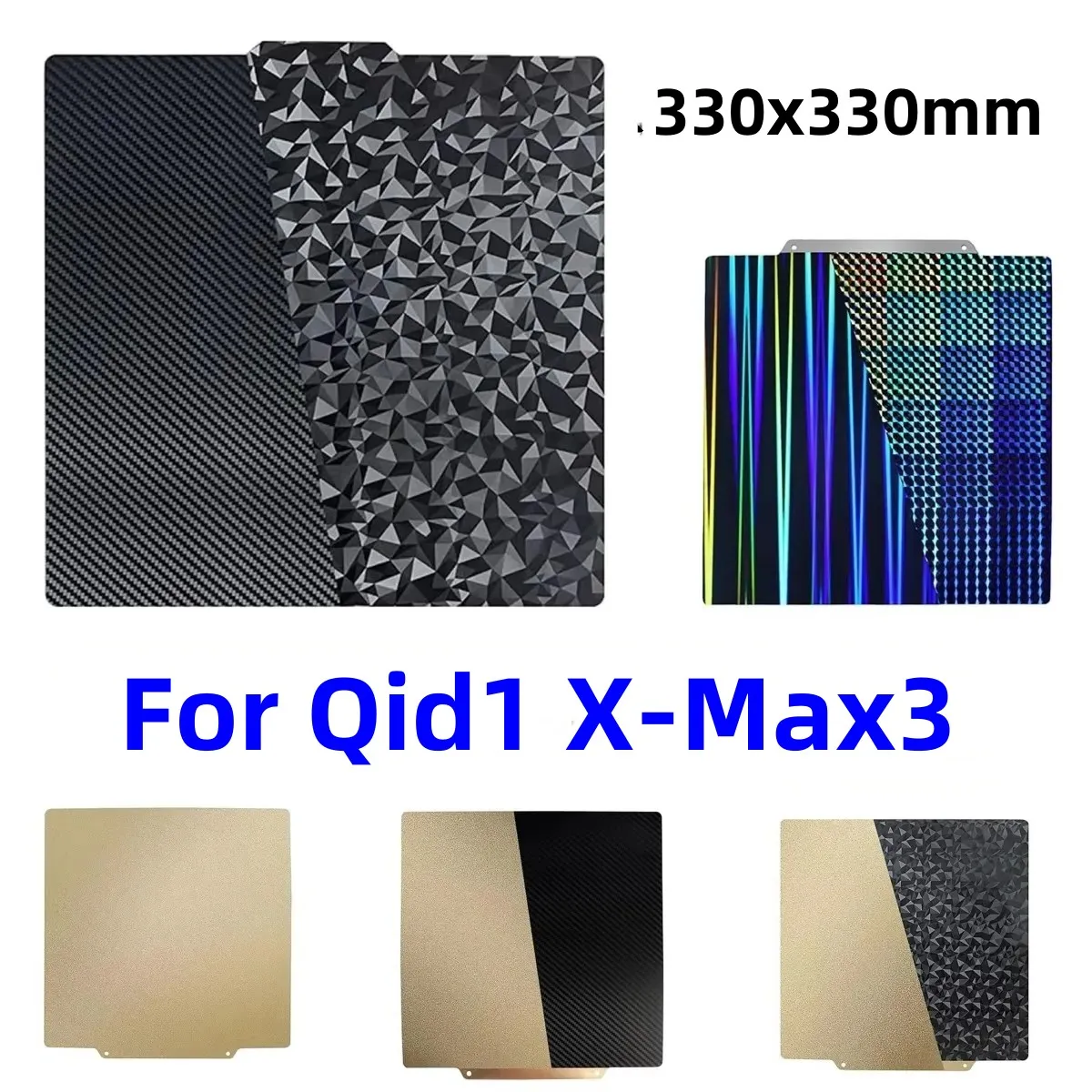 

PEI Build Plate 330x330mm For Elegoo Neptune 4 Plus/QIDI X-Max3 Double Sided Textured PEI Spring Steel Sheet for X5SA Pet Peo