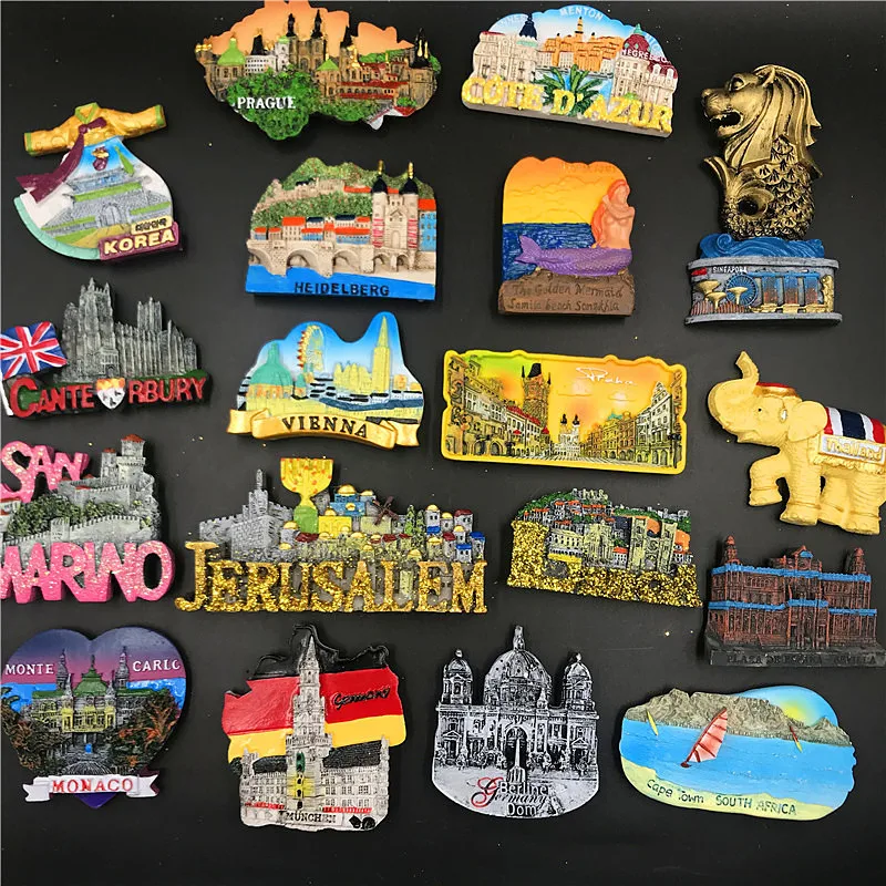 

World Countries Resin Decorative Magnets for Fridge SAN Marino Canterbury Jerusalem Magnetic Refrigerator Stickers Home Decor