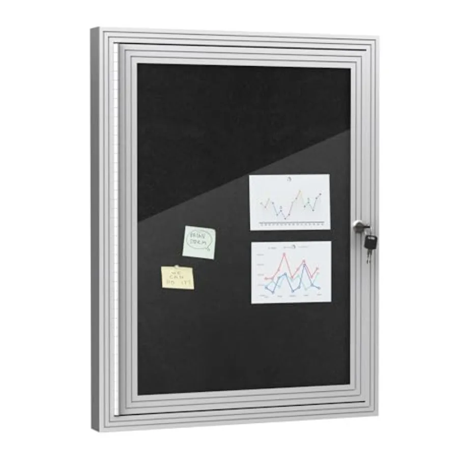 

Доска объявлений уличная, защищенная от атмосферных воздействий, 26x20 дюймов, с замком, из алюминия, с пробковой поверхностью, для школы и офиса, серебристая рама