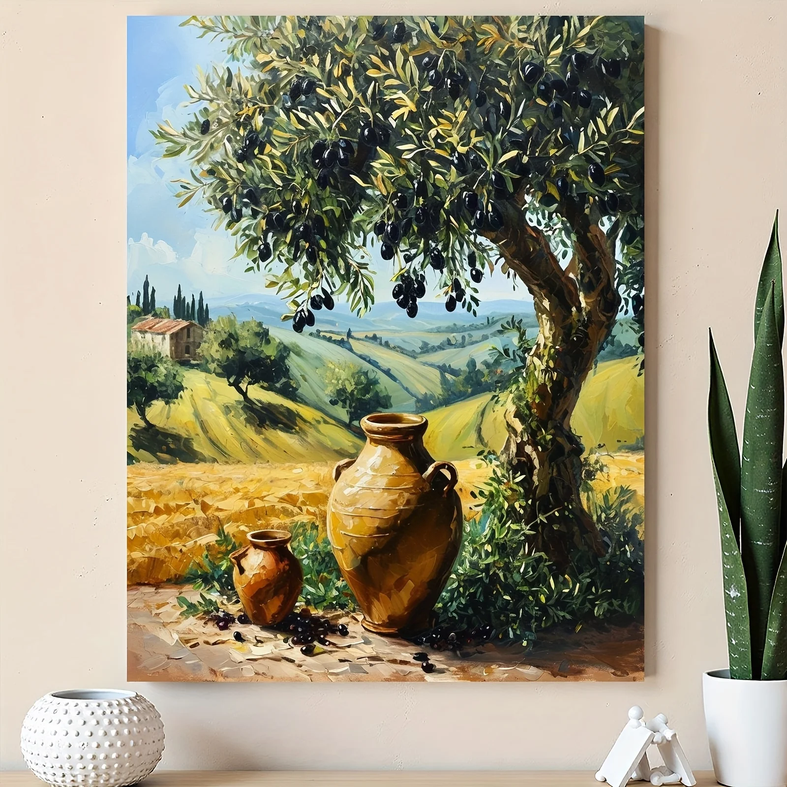 [2D Flat Frameless][Professional Art Use] 1pc Frameless Pastoral Scene with Pottery Jar Under a Tree, DIY Paint by Numbers Ki