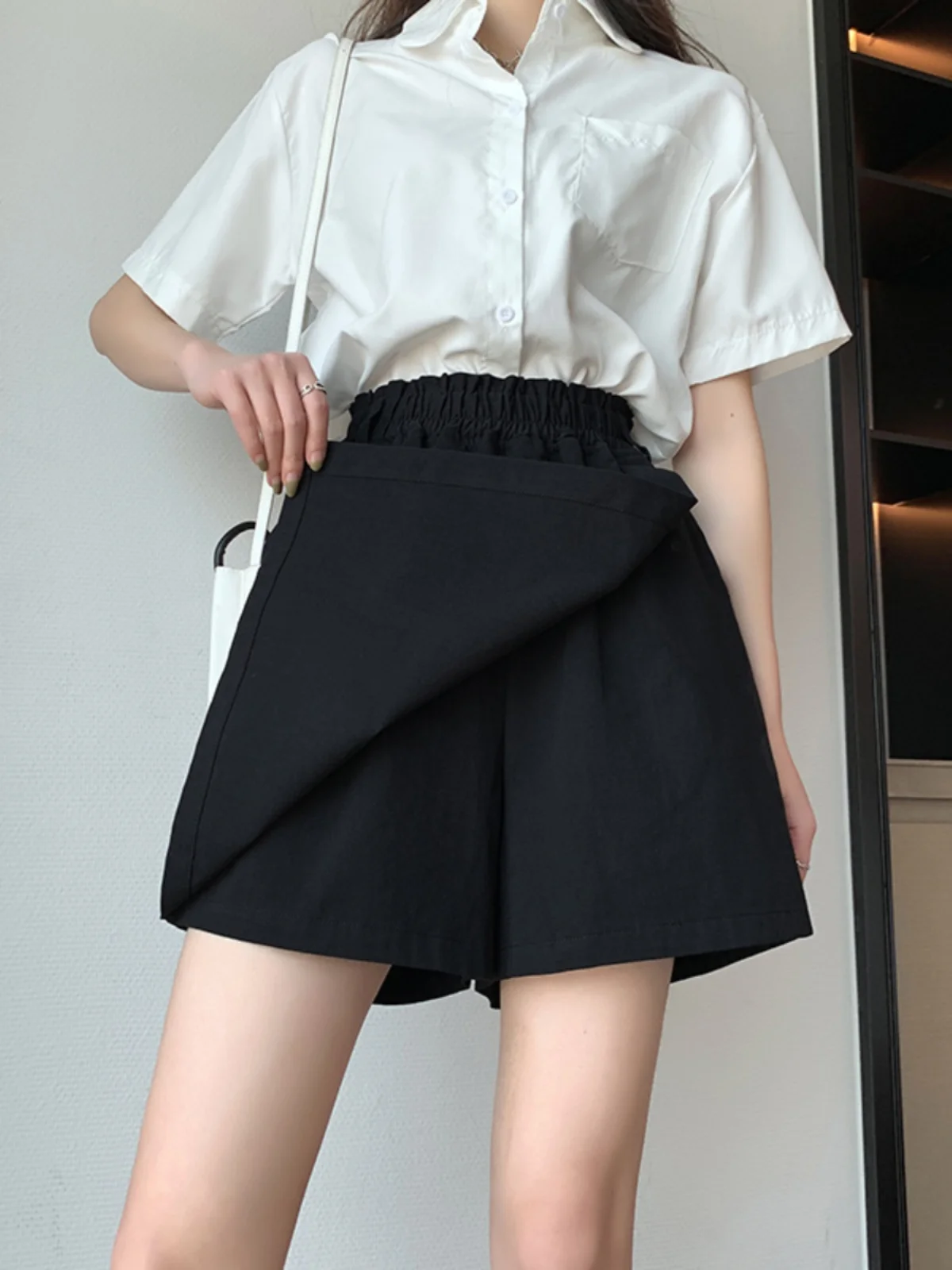 High Waist A-Line  Skirt Asymmetric Hem Korean Style plus Size Women's Clothing Slimming Design Summer New Arrival