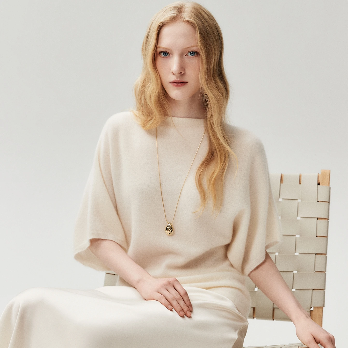 CHICUU Women 100% Cashmere Batwing Half-Sleeve Pullover Sweater Grace Basic Slash Neck Pullover Cashmere Knitwear Spring Autumn
