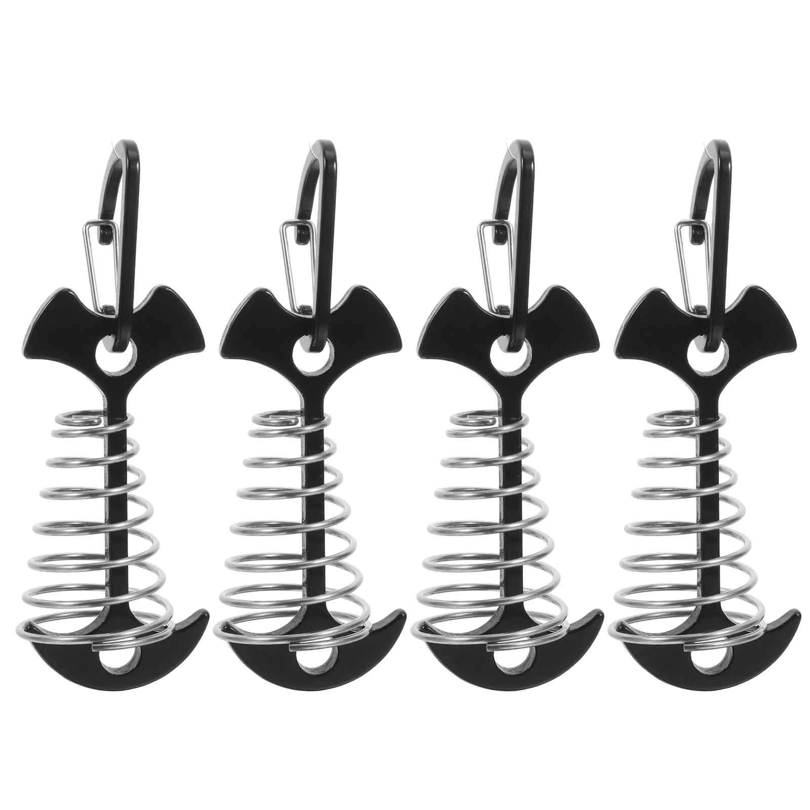 

4pcs Spring Tent Pegs Herringbone Nail Camping Rope Buckle Aluminum Deck Anchors Tie Down Quick Adjustable Outdoor Gear