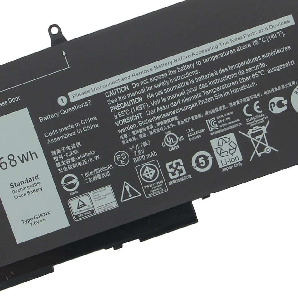 Batería de repuesto para DELL Latitude 15 5591 5280 5290 5480 5490 5580 5590 3520 3530 M3520 M3530 P27S GJKNX 68Wh 5