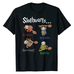 Camiseta Kawaii Sloth Slothwarts Funn para Hombre, camisa informal de gran tamaño, estilo Simple, regalo de cumpleaños