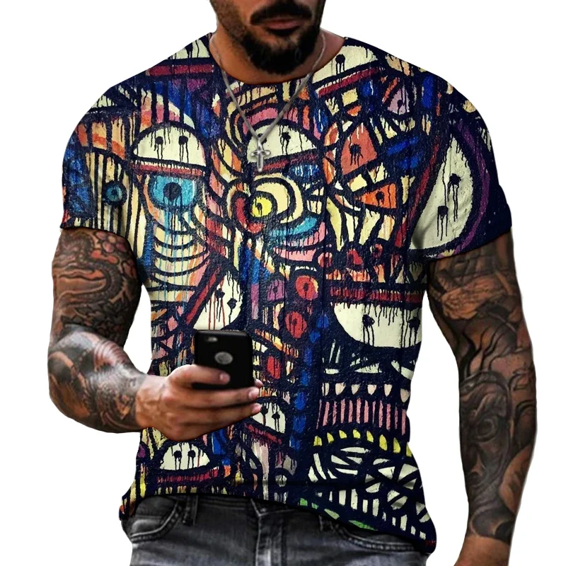 

Men's Retro 3D T-shirt Design European American Spring Summer Short Sleeve Top Brand Clothing Plus Size Oversized