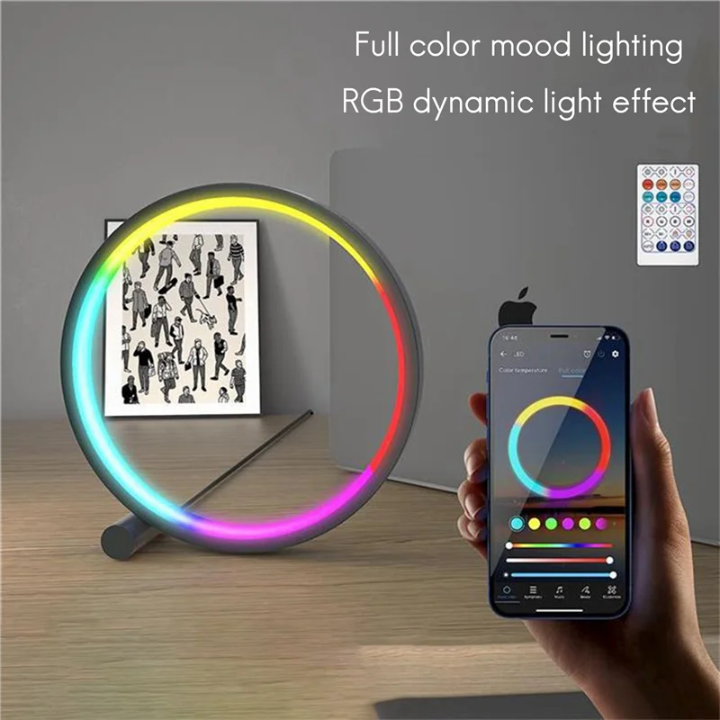 Smart RGB Night Light Colorful LED Light Photography Lighting Voice Control APP 360° Ring Pickup Live Light Fill 16cm