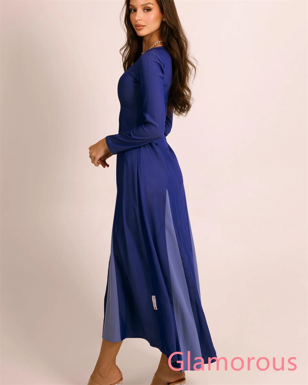 Dostosowana klasyczna fioletowa suknia wieczorowa z dżerseju, dekolt w serek, długie rękawy, sukienka na powrót do domu, suknie na specjalne okazje, wysokiej jakości miękkie