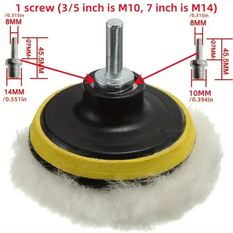 

3/5/7inch CarPolishing Disc 8Pcs/Set Self-Adhesive Buffing Waxing Sponge Wool Wheel Polishing Pad For Car Polisher Drill Adapter