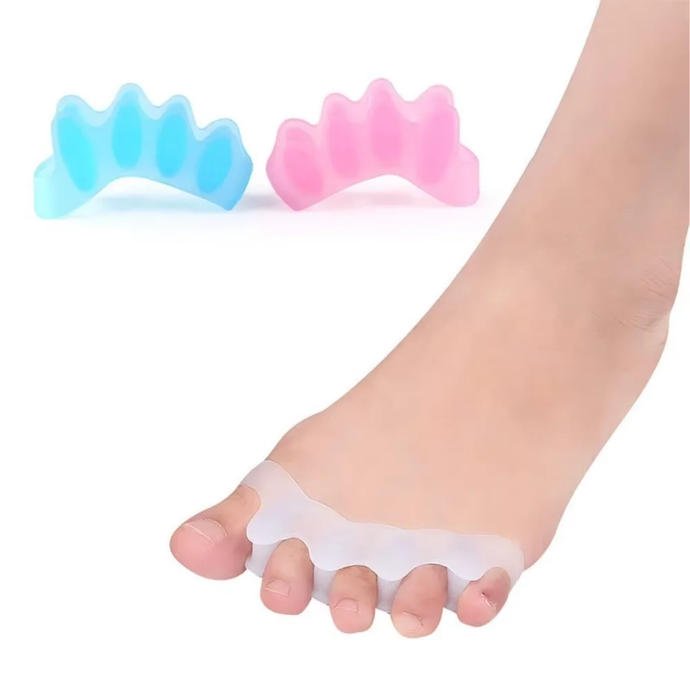 5 Holes Silicone Toe Separator Soft Gel Toe Stretcher Hallux Valgus Corrector Overlapping Toe Spacer Foot Care Bunion Protector