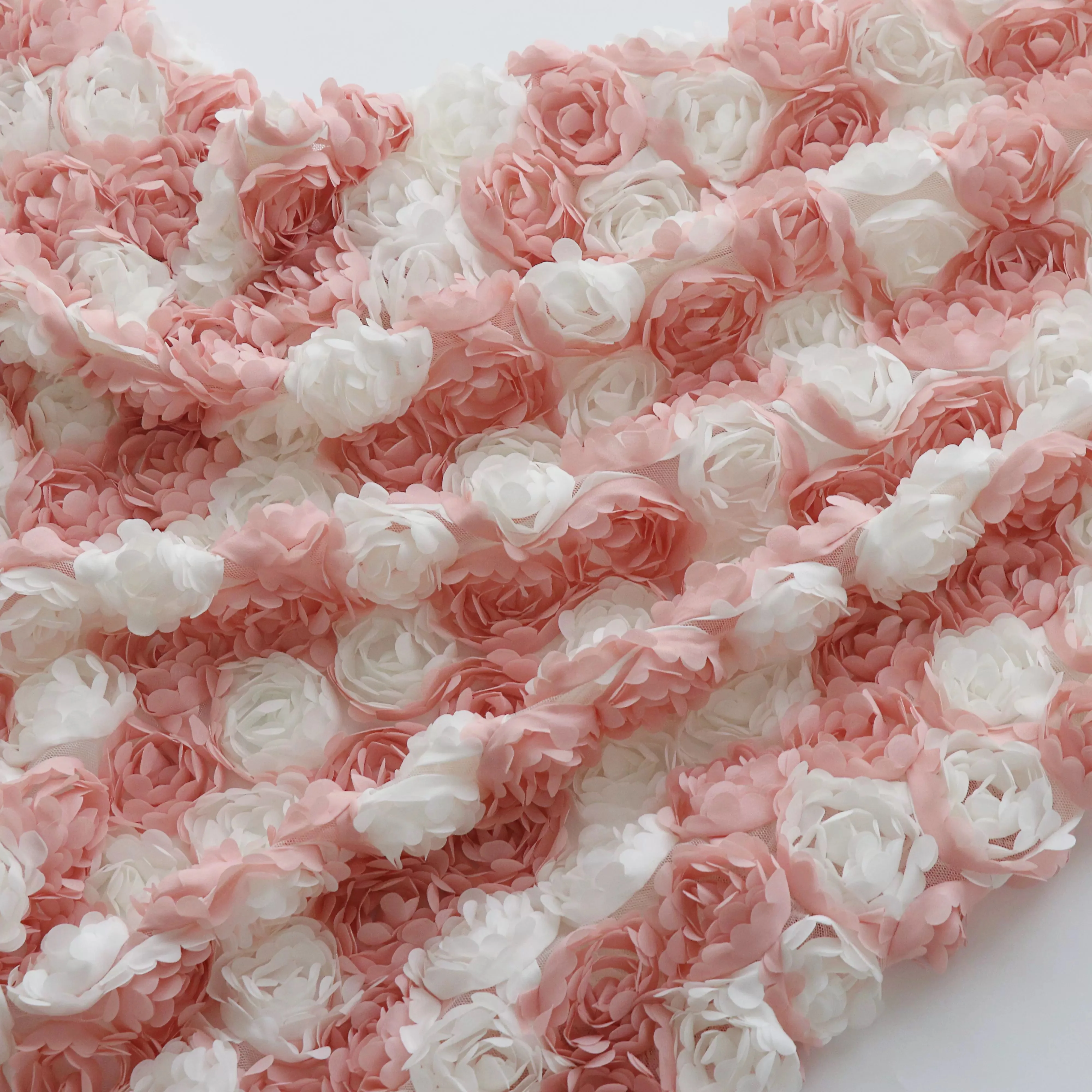 

1yard High quality gradient lace telas 3D Small Rose Plate Embroidery patchwork for clothing dress fluffy skirt fabric
