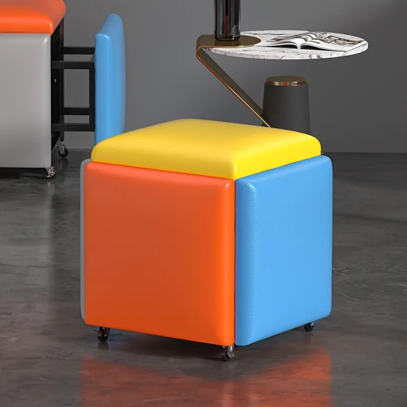 5 In 1 Combination Creative Rubik's Cube Small Stool With Wheels For Dining Chairs Bedside Tables Footstool Decorative Ottoman